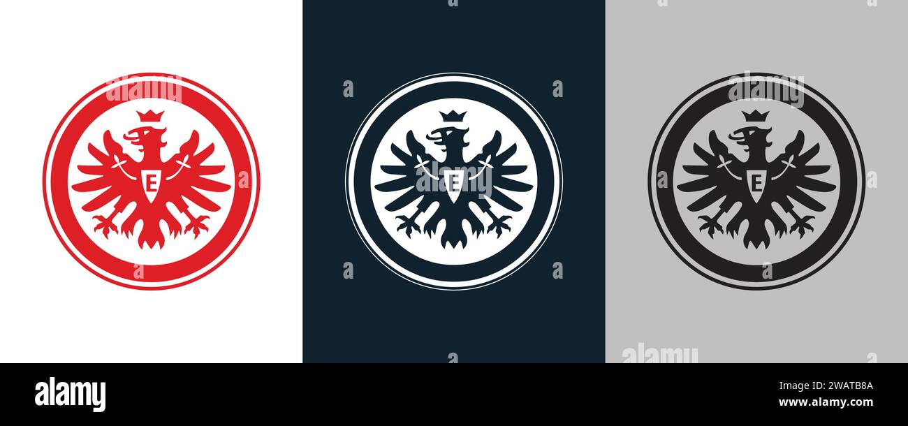 Eintracht Frankfurt couleur Noir et blanc 3 style logo Club de football professionnel allemand, Illustration vectorielle Abstract image modifiable Illustration de Vecteur