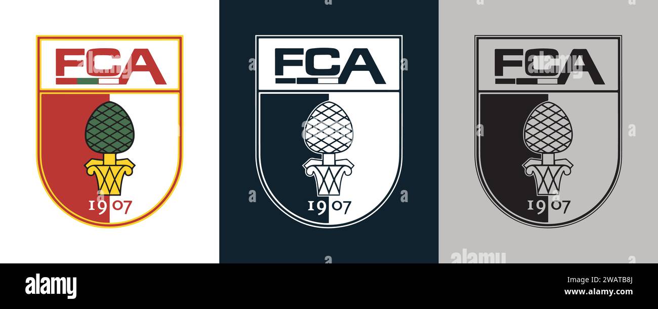 FC Augsburg couleur Noir et blanc 3 style logo Club de football professionnel allemand, Illustration vectorielle Abstract image modifiable Illustration de Vecteur