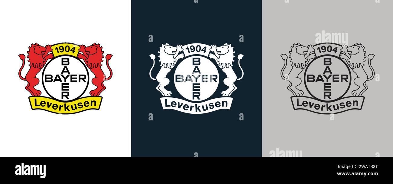 Bayer 04 Leverkusen couleur Noir et blanc 3 style logo Club de football professionnel allemand, Illustration vectorielle Abstract image modifiable Illustration de Vecteur