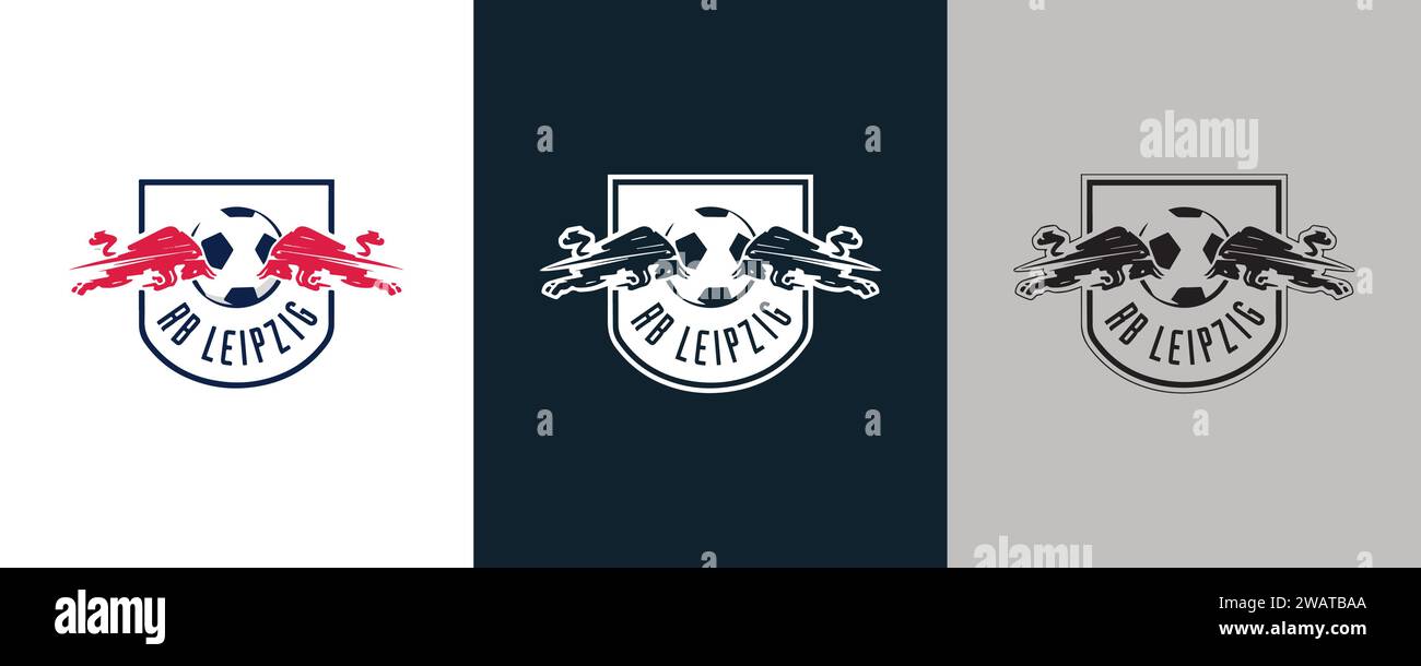 RB Leipzig couleur Noir et blanc 3 style logo Club de football professionnel allemand, Illustration vectorielle image modifiable abstraite Illustration de Vecteur