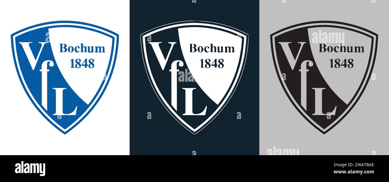 VFL Bochum FC couleur Noir et blanc 3 style logo Club de football professionnel allemand, Illustration vectorielle Abstract image modifiable Illustration de Vecteur