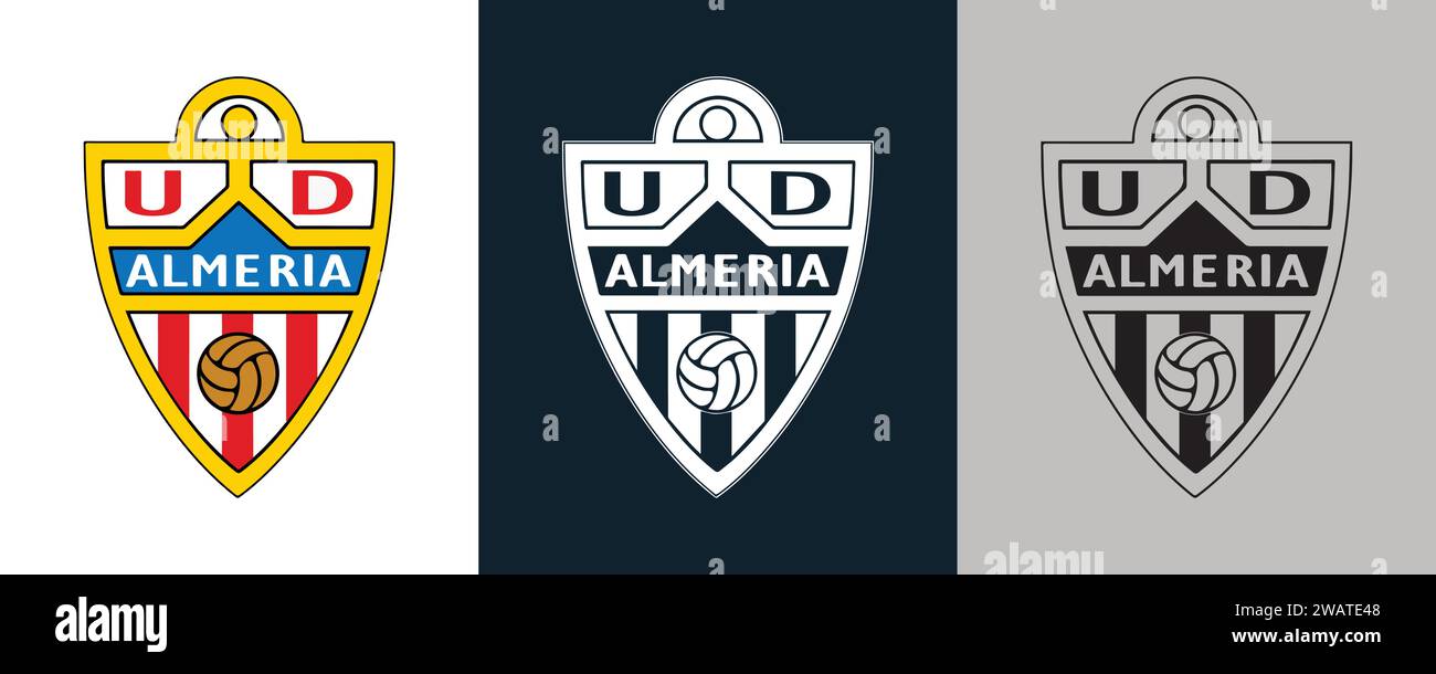 UD Almeria FC couleur Noir et blanc 3 style logo club de football professionnel espagnol, Illustration vectorielle image modifiable abstraite Illustration de Vecteur
