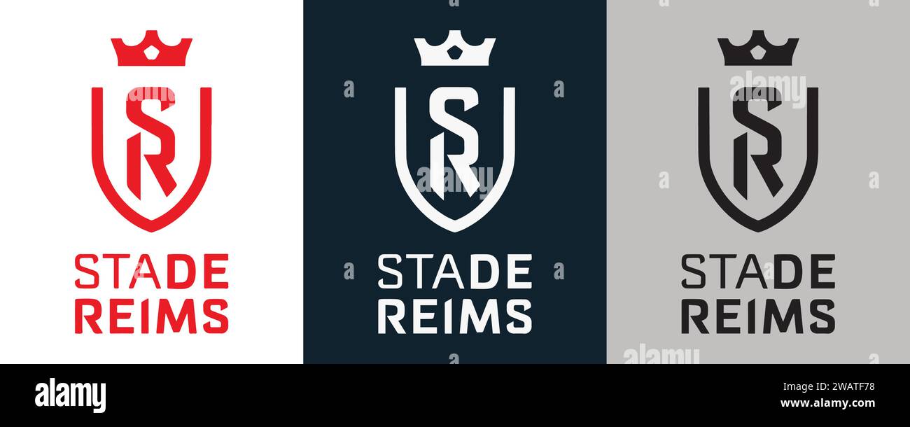 Stade de Reims FC couleur Noir et blanc 3 style logo France club de football professionnel, Illustration vectorielle image modifiable abstraite Illustration de Vecteur
