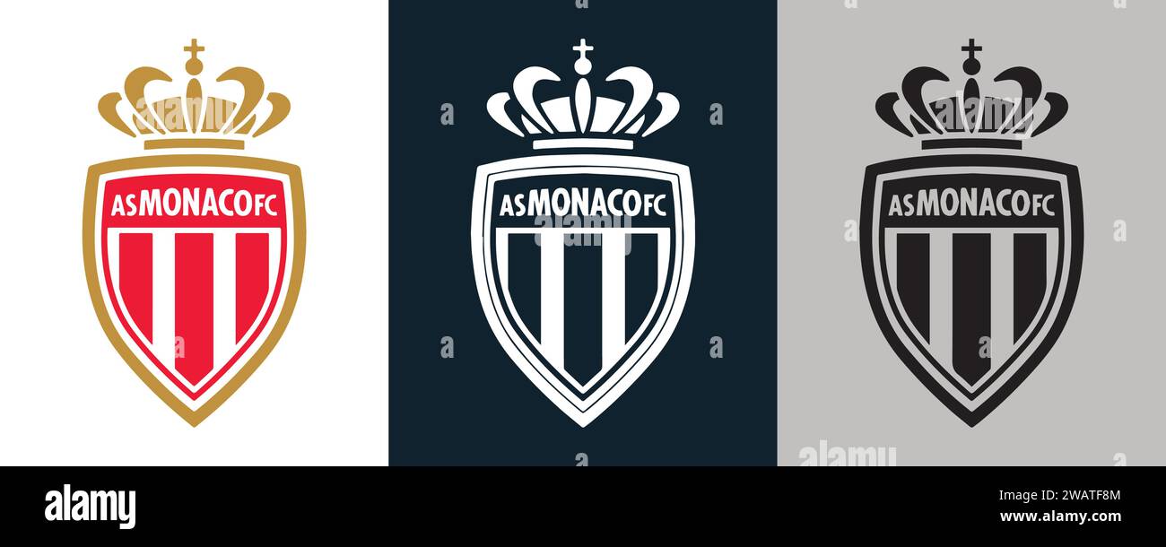 AS Monaco FC couleur Noir et blanc 3 style logo France club de football professionnel, Illustration vectorielle image modifiable abstraite Illustration de Vecteur