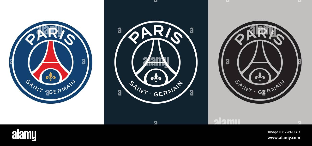 Paris Saint Germain FC - PSG couleur Noir et blanc 3 style logo France club de football professionnel, Illustration vectorielle image abstraite Illustration de Vecteur