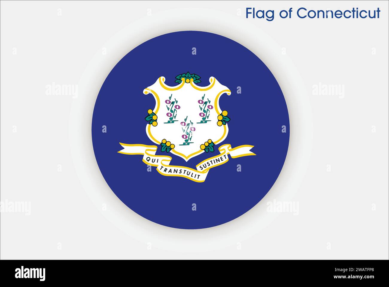 Drapeau haut détaillé du Connecticut. Drapeau de l'État du Connecticut, drapeau national du Connecticut. Drapeau de l'état Connecticut. ÉTATS-UNIS. Amérique. Illustration de Vecteur