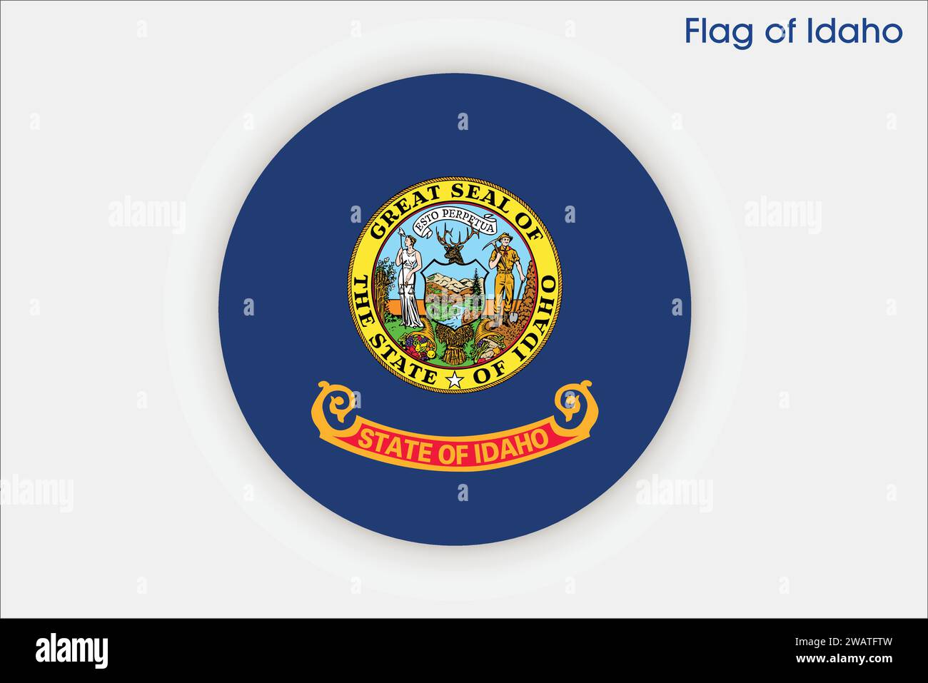 Drapeau haut détaillé de l'Idaho. Drapeau de l'État de l'Idaho, drapeau national de l'Idaho Drapeau de l'état Idaho. ÉTATS-UNIS. Amérique. Illustration de Vecteur