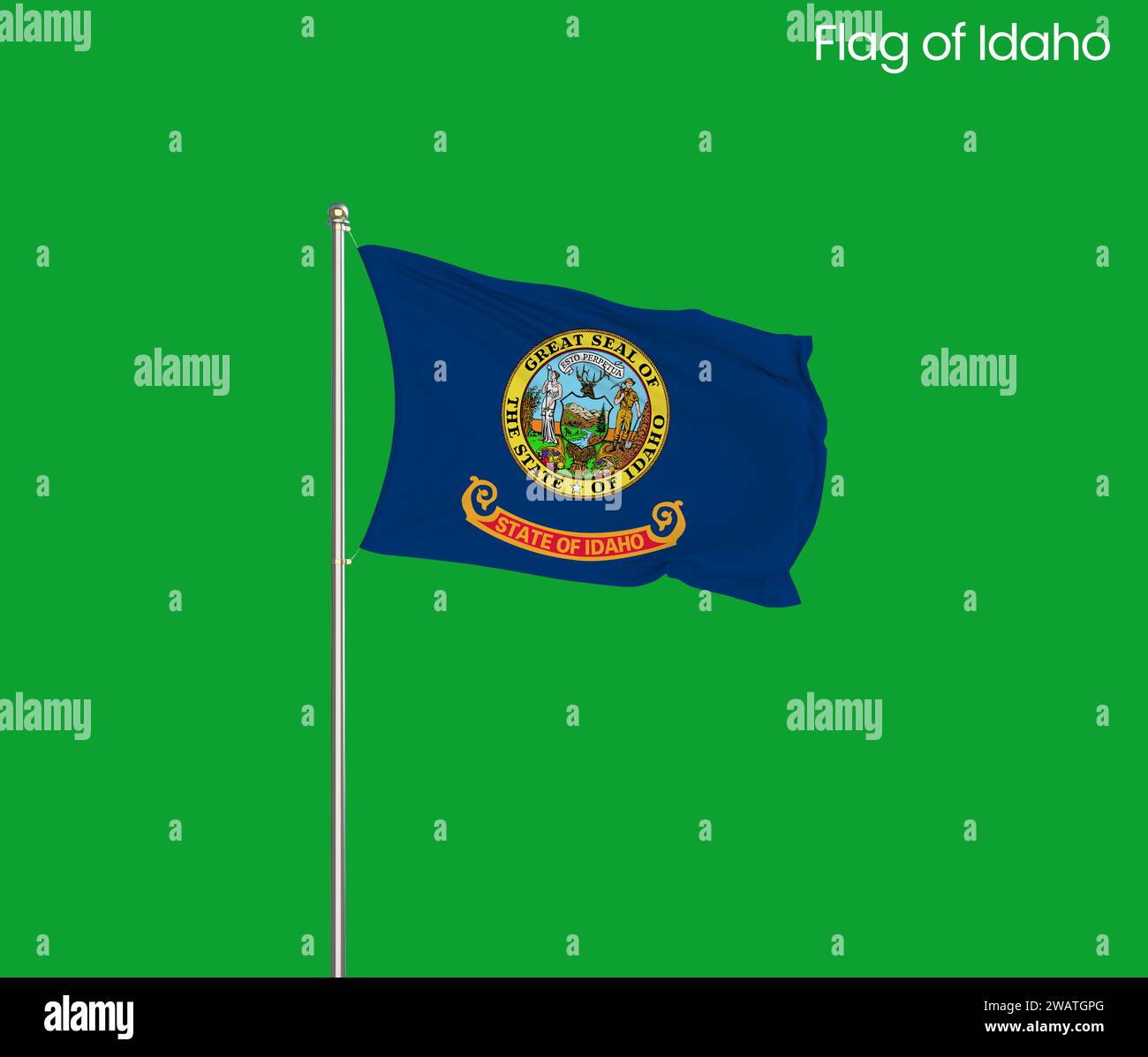 Drapeau haut détaillé de l'Idaho. Drapeau de l'État de l'Idaho, drapeau national de l'Idaho Drapeau de l'état Idaho. ÉTATS-UNIS. Amérique. Banque D'Images