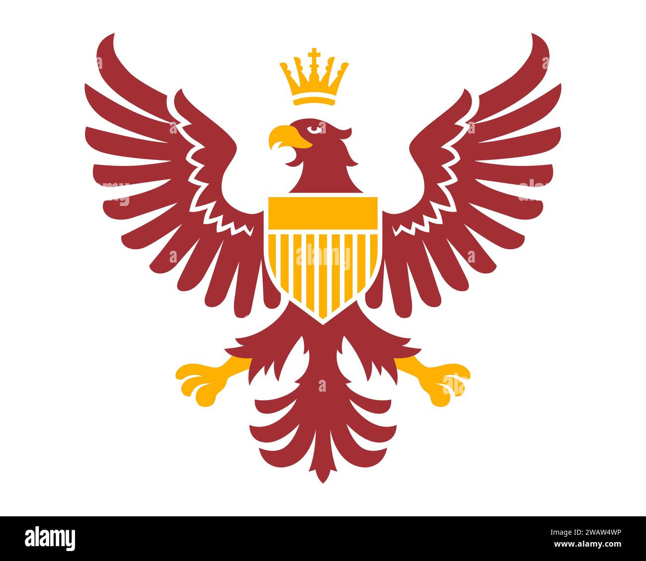 armoiries rouge aigle avec couronne d'or. illustration vectorielle plate Illustration de Vecteur