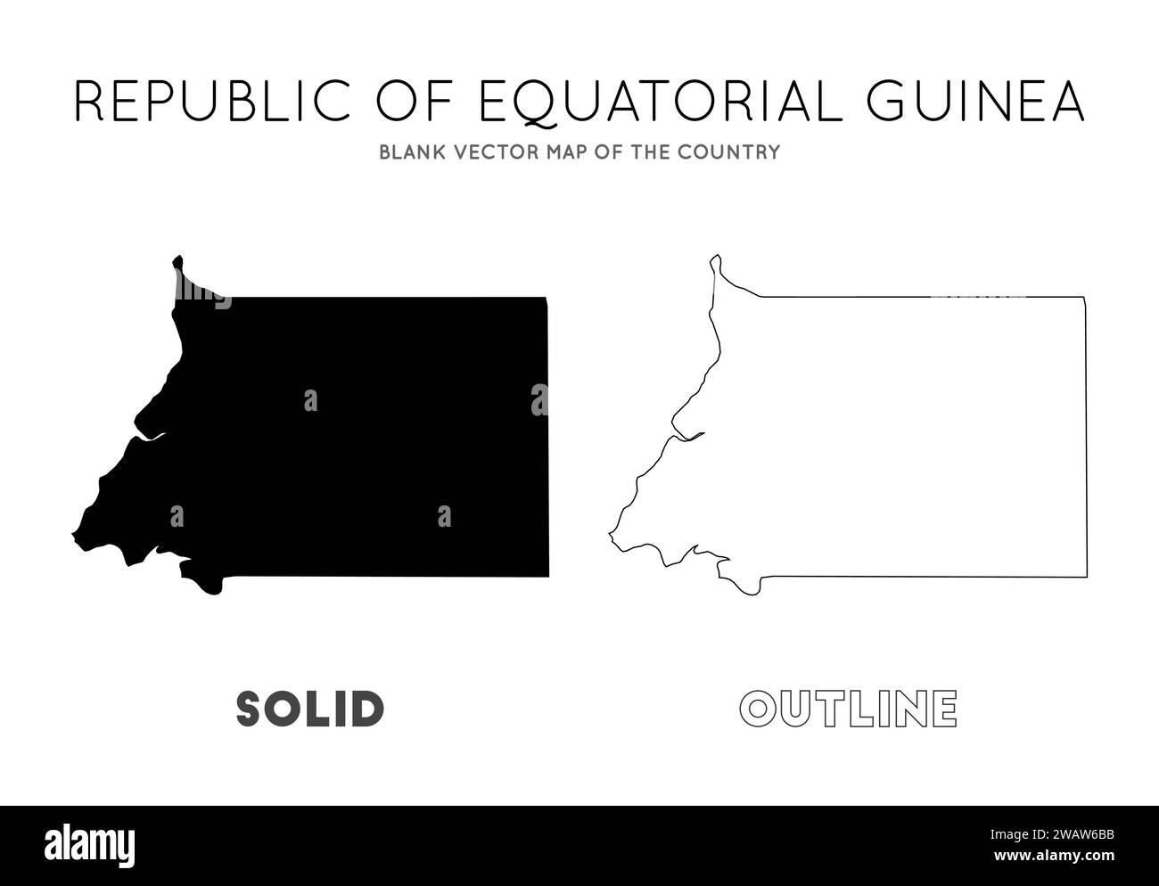 Carte de la Guinée équatoriale. Carte vectorielle vierge du pays. Frontières de la Guinée équatoriale pour votre infographie. Illustration vectorielle. Illustration de Vecteur