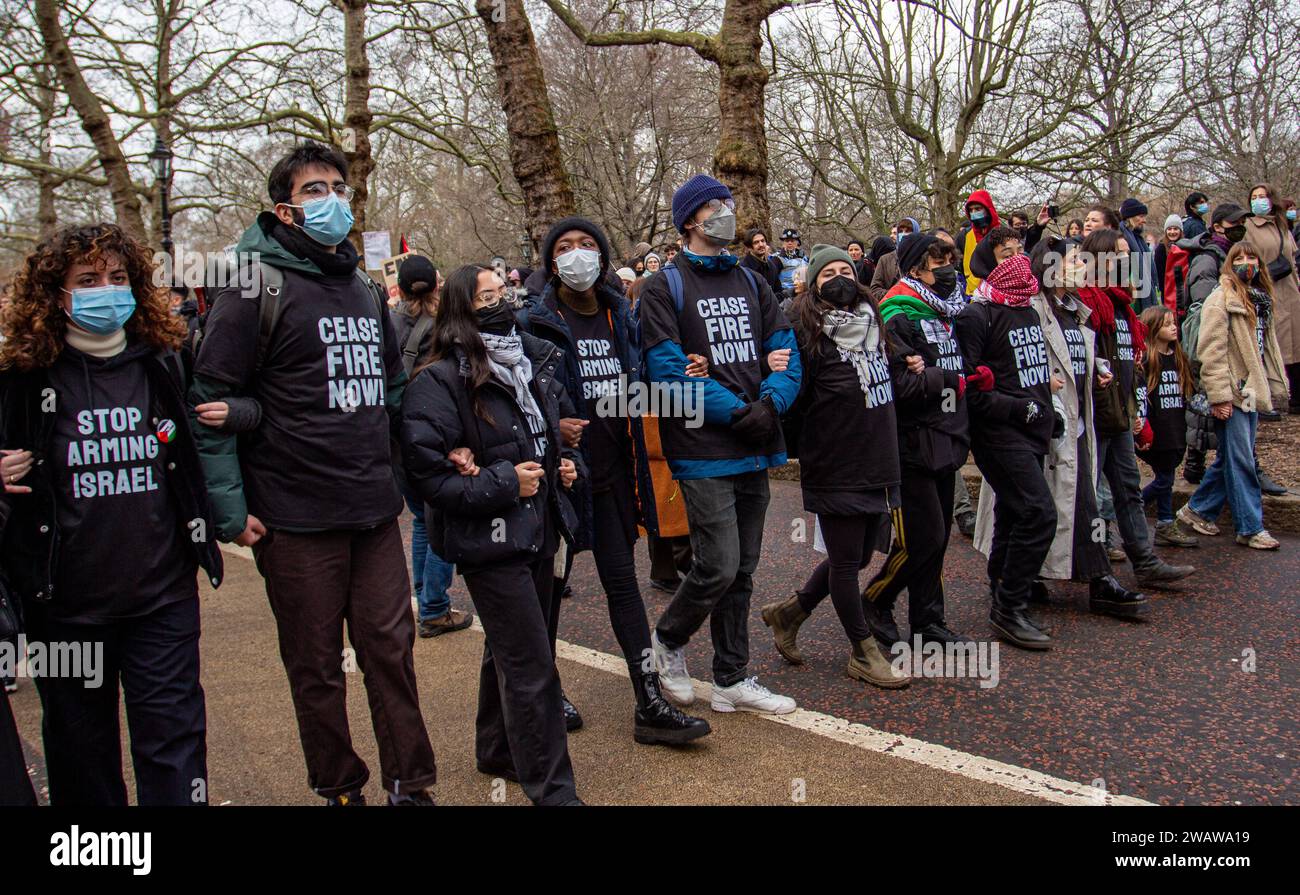 Londres, Royaume-Uni - 6 janvier 2023 : manifestation pro-palestinienne dans le centre de Londres. Banque D'Images