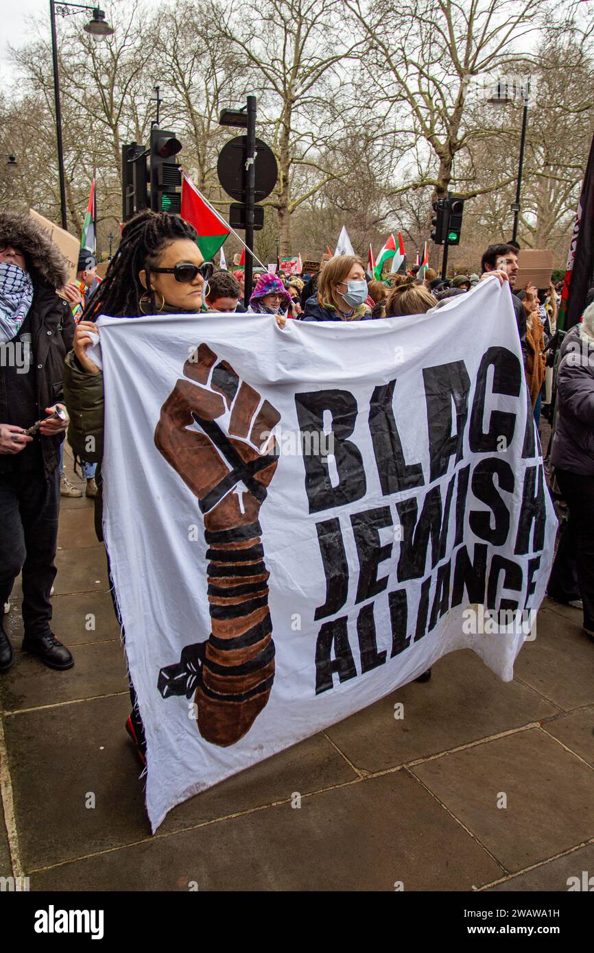 Londres, Royaume-Uni - 6 janvier 2023 : manifestation pro-palestinienne dans le centre de Londres. Banque D'Images