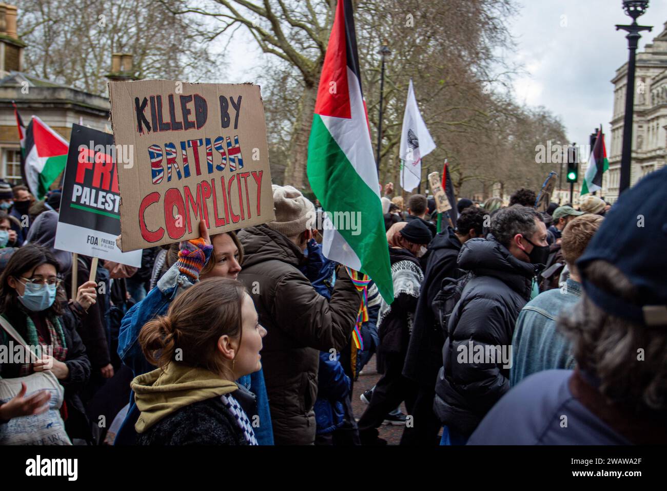 Londres, Royaume-Uni - 6 janvier 2023 : manifestation pro-palestinienne dans le centre de Londres. Banque D'Images