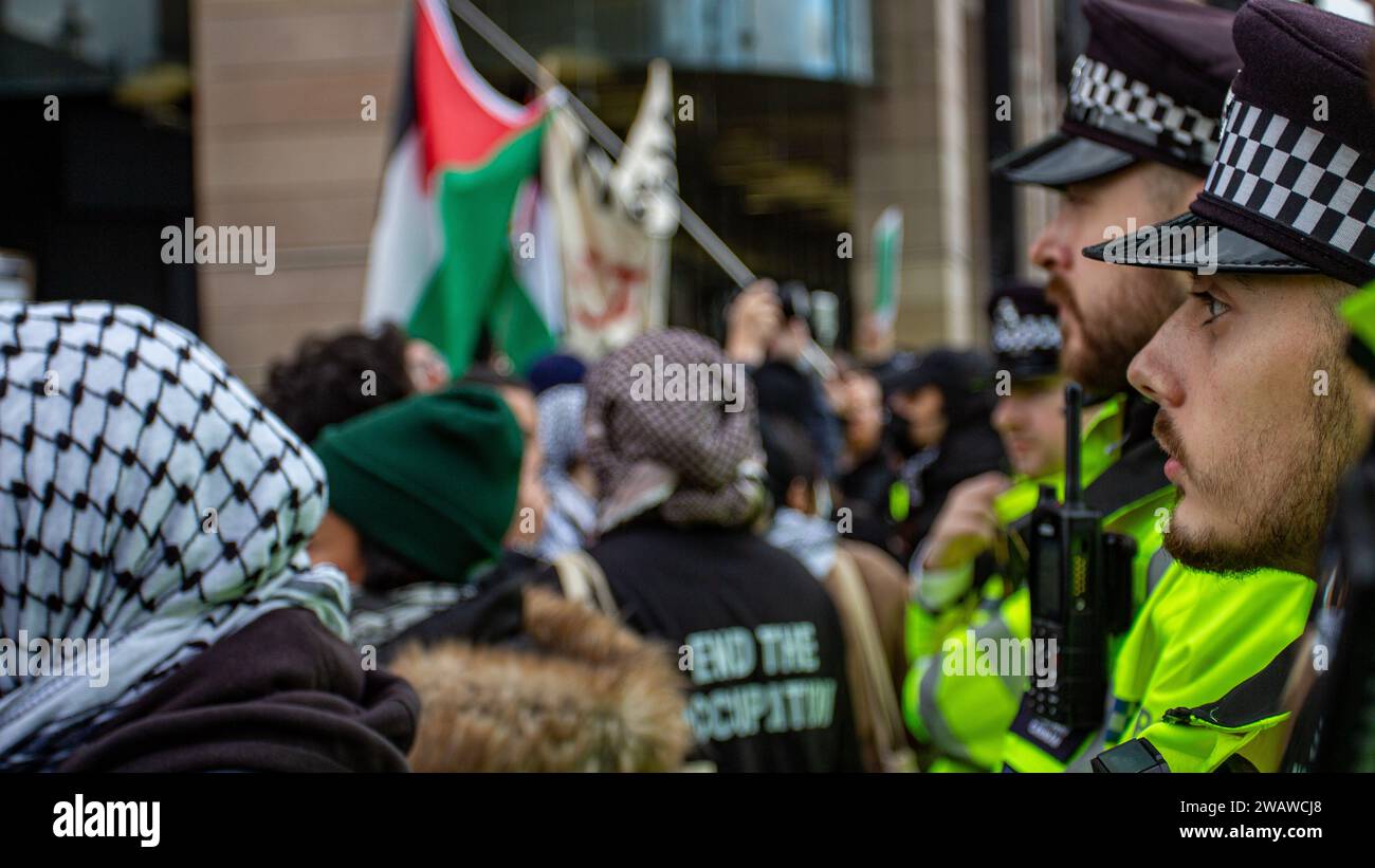 Londres, Royaume-Uni - 6 janvier 2023 : manifestation pro-palestinienne dans le centre de Londres. Banque D'Images
