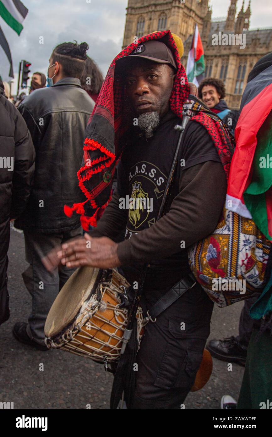 Londres, Royaume-Uni - 6 janvier 2023 : manifestation pro-palestinienne dans le centre de Londres. Banque D'Images