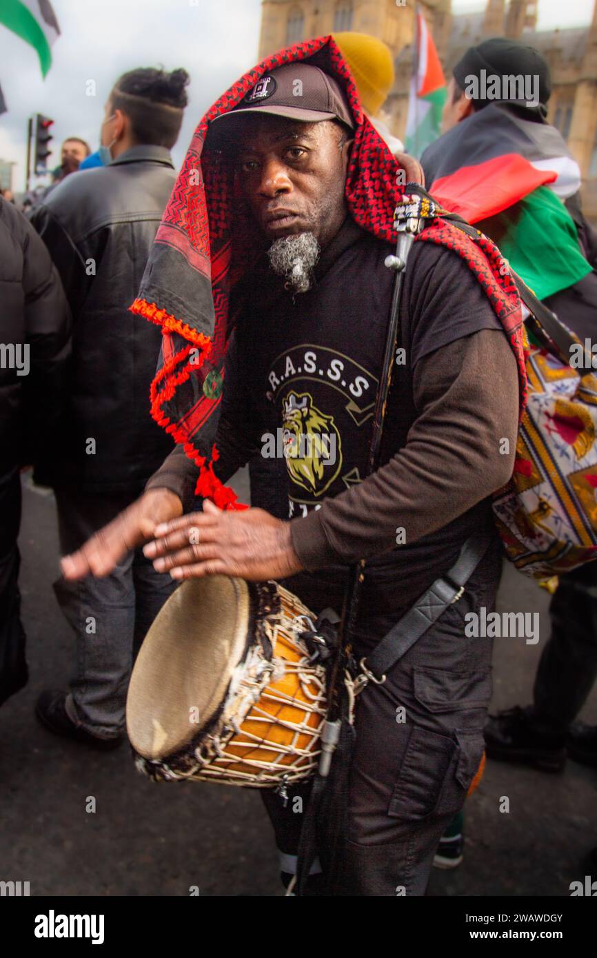 Londres, Royaume-Uni - 6 janvier 2023 : manifestation pro-palestinienne dans le centre de Londres. Banque D'Images