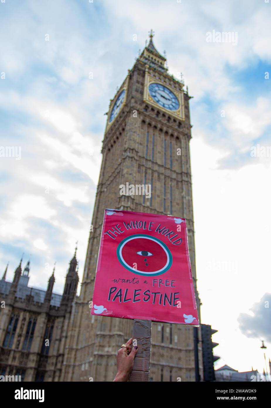 Londres, Royaume-Uni - 6 janvier 2023 : manifestation pro-palestinienne dans le centre de Londres. Banque D'Images