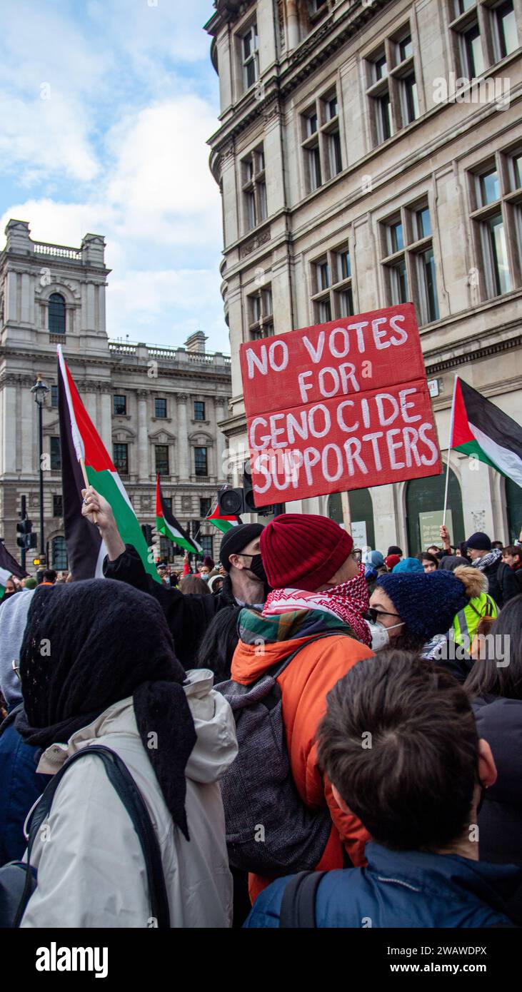 Londres, Royaume-Uni - 6 janvier 2023 : manifestation pro-palestinienne dans le centre de Londres. Banque D'Images