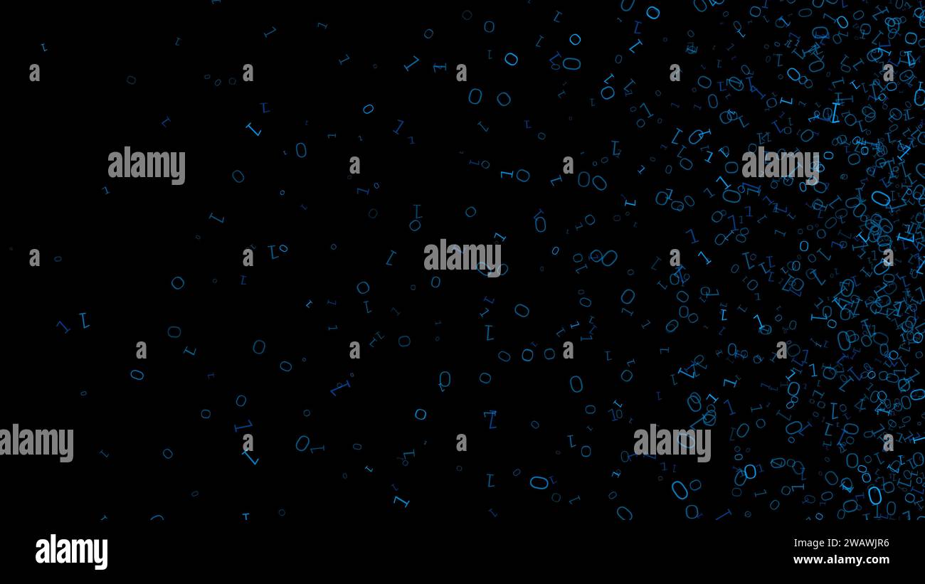 concept de conception binaire bit 0 1 sparkle hack avec fond noir Banque D'Images