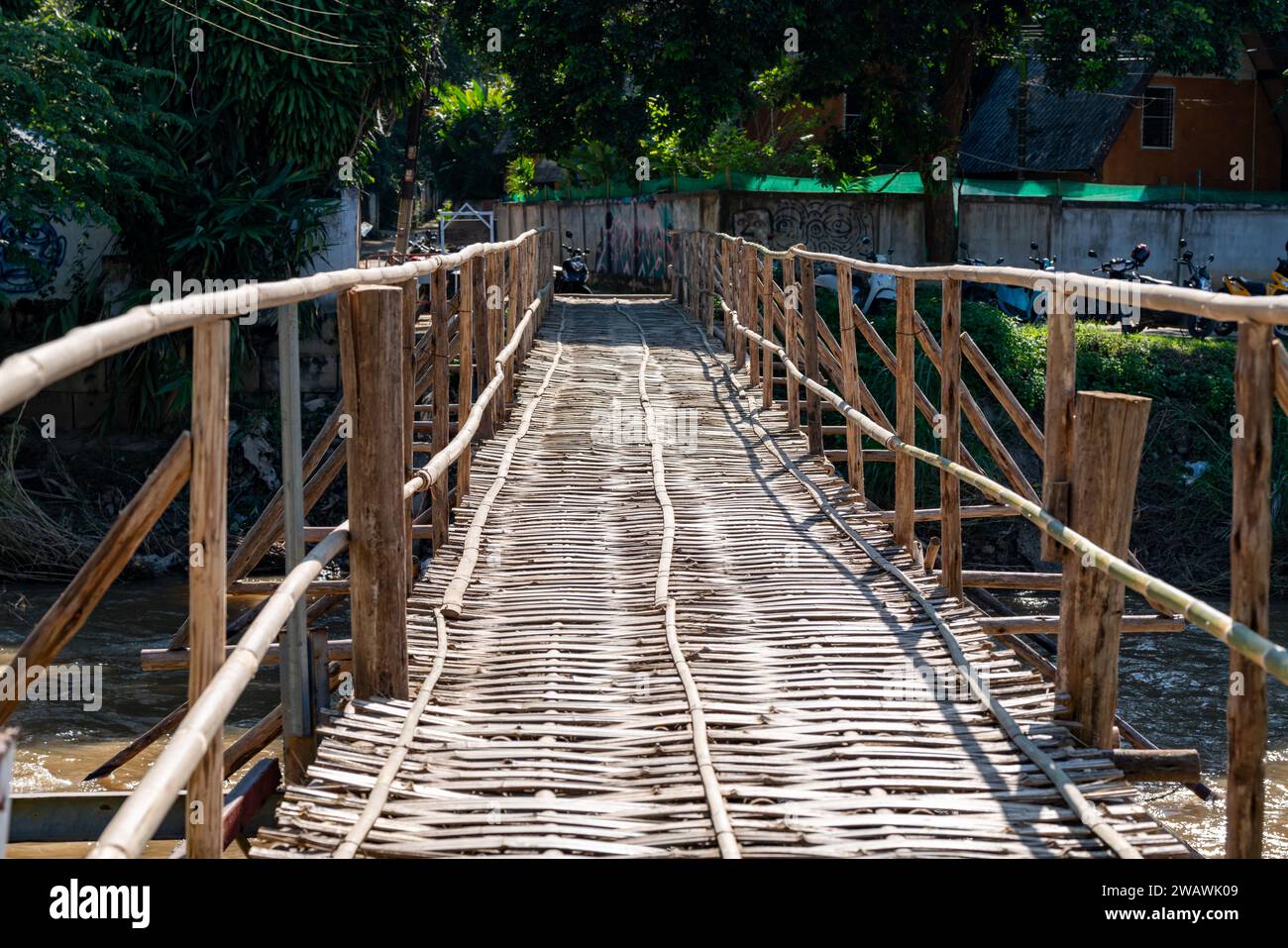 Pont de bambou en Thaïlande Banque D'Images