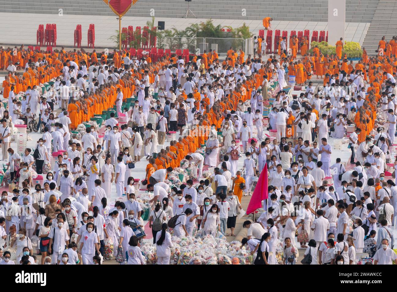 Moines et bouddhisme en Thaïlande Banque D'Images
