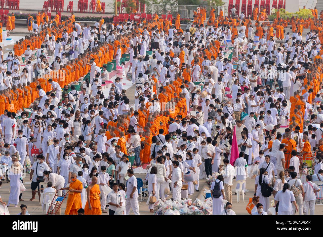 Moines et bouddhisme en Thaïlande Banque D'Images
