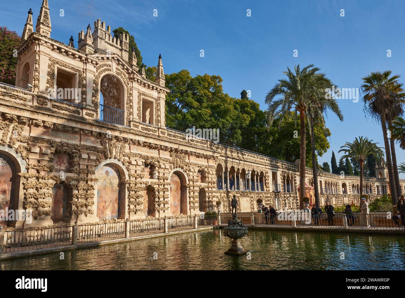 La fontaine de mercure, les jardins de l'Alcazar Royal de Séville, Espagne, Europe Banque D'Images