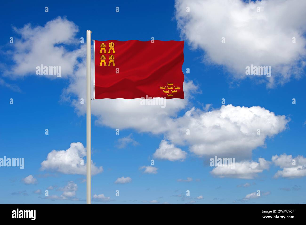 Le drapeau de Murcie, Espagne, Europe, UE, Studio, Europe Banque D'Images