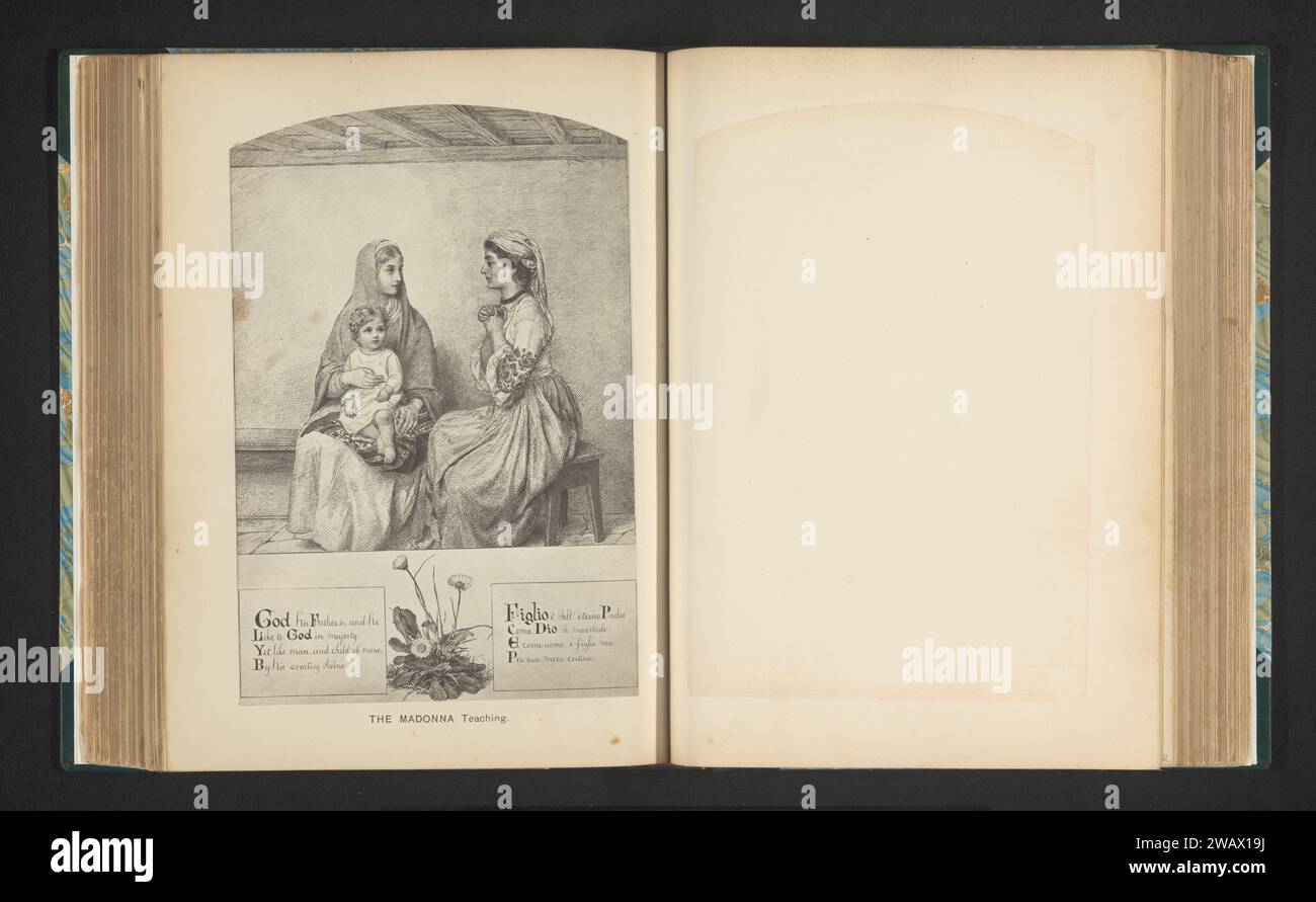 L'enseignement de la Vierge, Frederick Hollyer, d'après Francesca Alexander, c. 1875 - en ou avant 1885 photographie support Madonna : c'est-à-dire Marie avec le Christ-enfant. une personne priant Banque D'Images