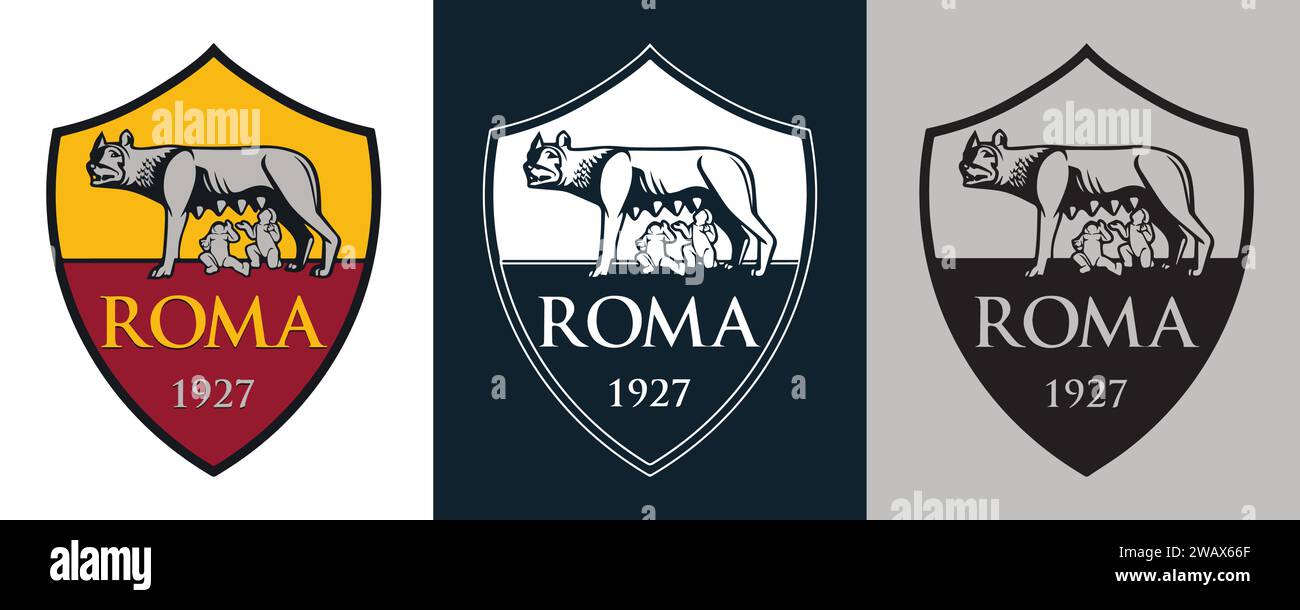 COMME Roma couleur Noir et blanc 3 style logo club de football professionnel italien, illustration vectorielle image abstraite Illustration de Vecteur