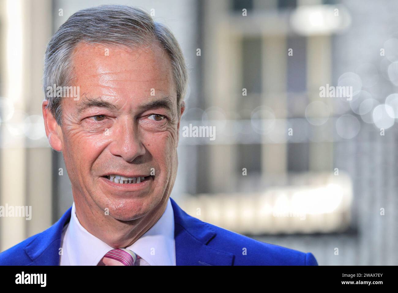 Nigel Farage, diffuseur, ancien dirigeant du Parti pour l’indépendance du Royaume-Uni, UKIP, et du Parti du Brexit, ancien politicien britannique Banque D'Images