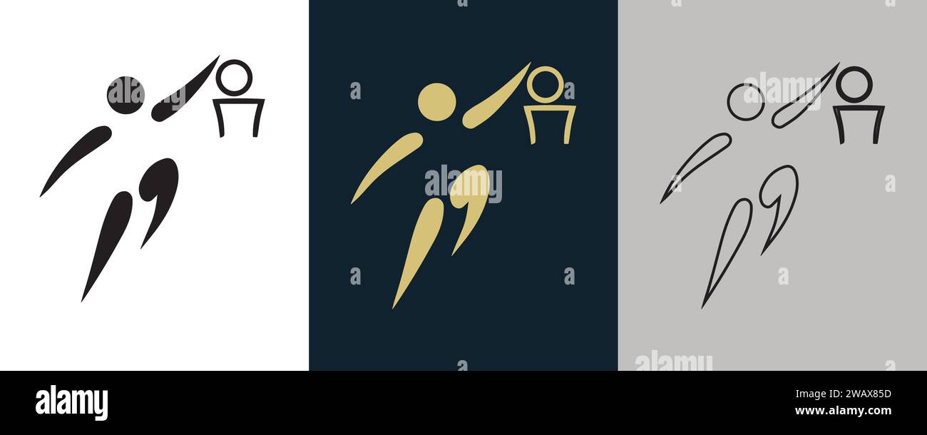 Basket-ball pictogramme BKB sur couleur Noir et blanc 3 style logo événement olympique d'été icône illustration vectorielle abstraite image modifiable Illustration de Vecteur