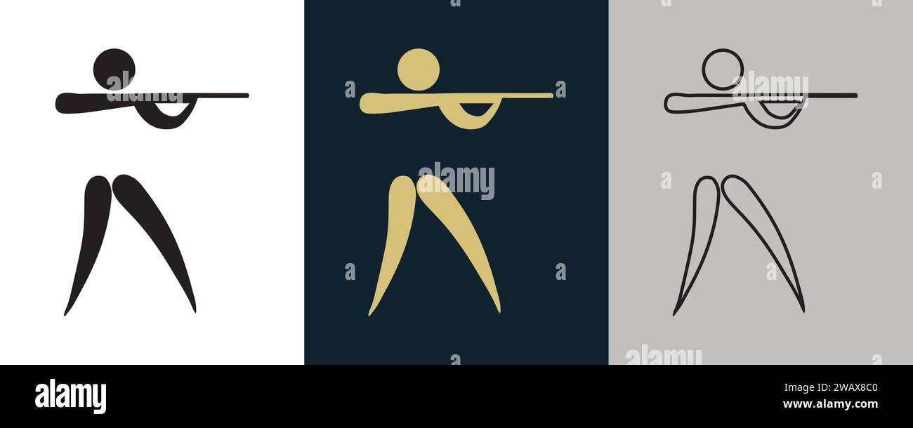 Shooting SHO symbole pictogramme sur couleur Noir et blanc 3 style logo Summer Sport Event icône illustration vectorielle abstraction image modifiable Illustration de Vecteur