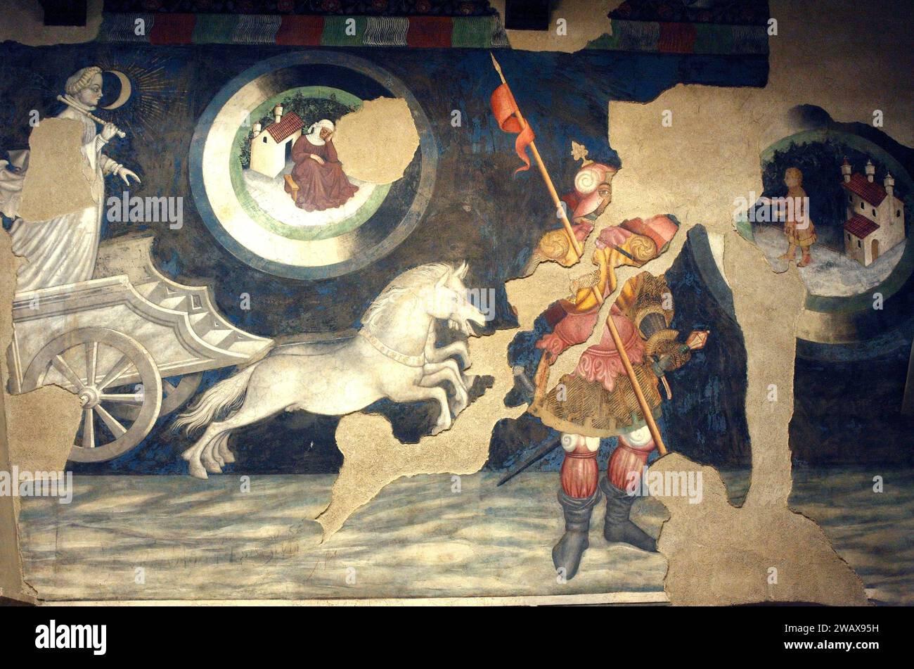 Italie Ombrie Foligno : Palazzo Trinci. Abrite une galerie d'art et un musée archéologique. chambre et fresques Banque D'Images