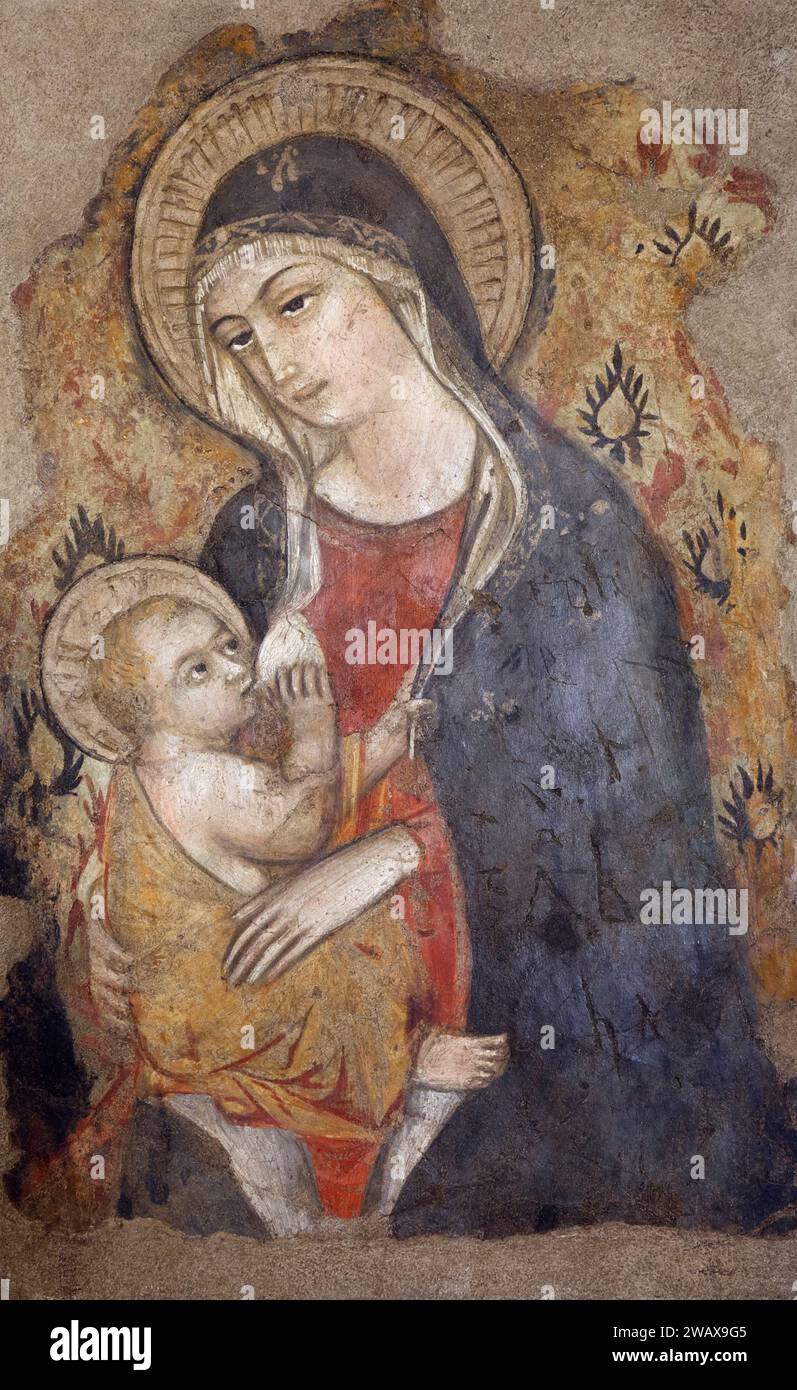 Italie Ombrie Foligno : Palazzo Trinci. Abrite une galerie d'art et un musée archéologique. Madonna del latte . Giovanni di Corraduccio di Galasso detto Mazzaforte Prima met‡ XV∞ Secolo Banque D'Images
