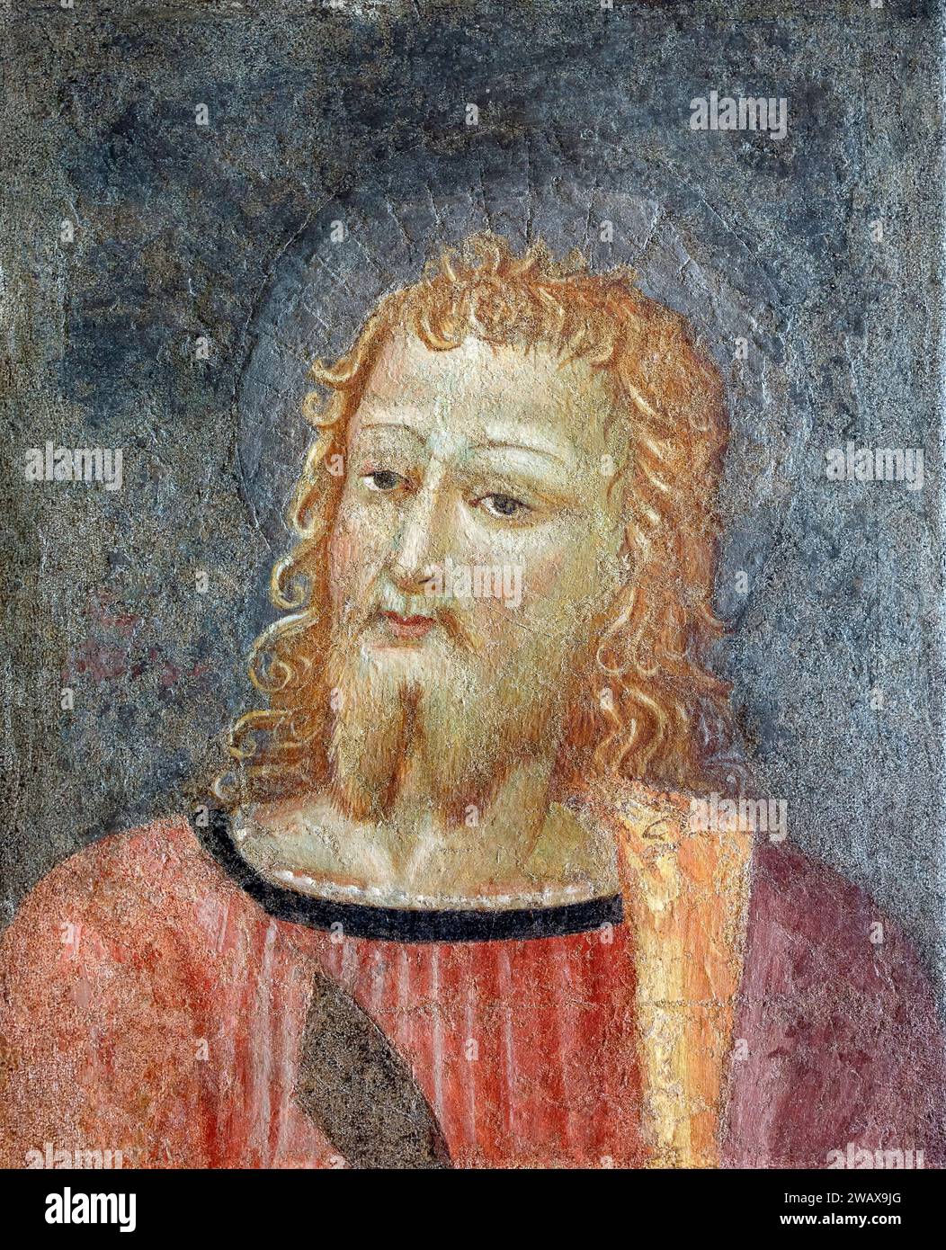 Italie Ombrie Foligno : Palazzo Trinci. Accueil à une galerie d'art et musée archéologique .Saint Bartholomew début du siècle XVI - fresque détachée Banque D'Images