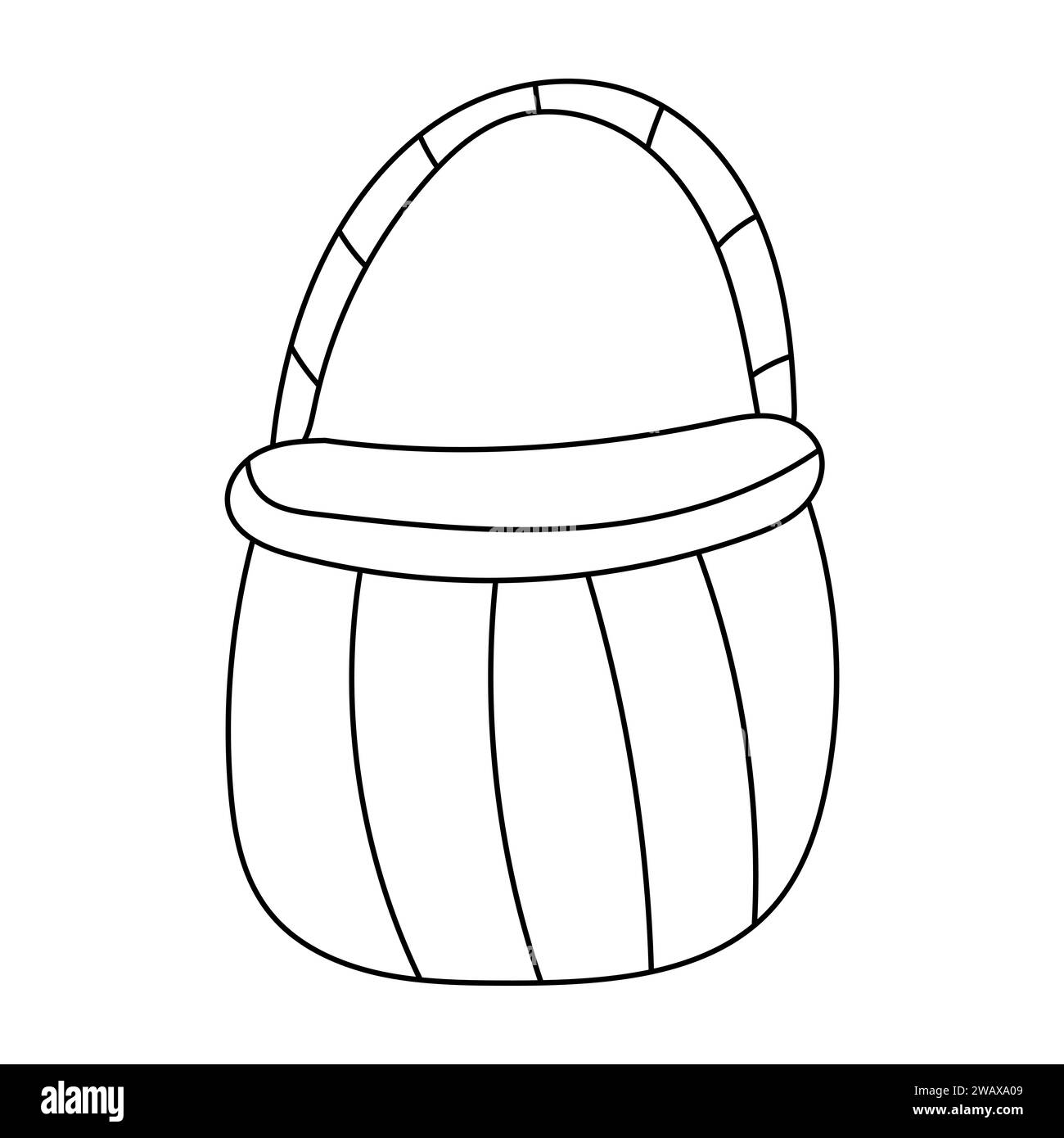 panier en osier de pâques chasse oeufs icône d'élément de ligne doodle illustration vectorielle Banque D'Images