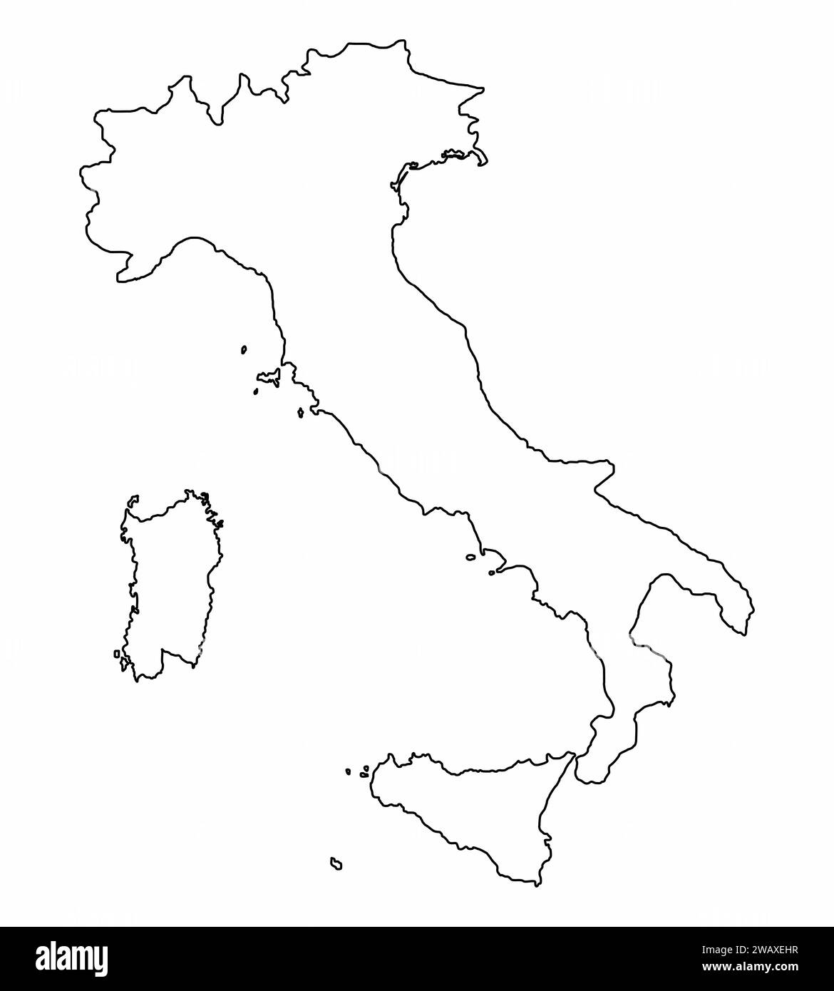 La carte de contour de l'Italie isolé sur fond blanc Illustration de Vecteur