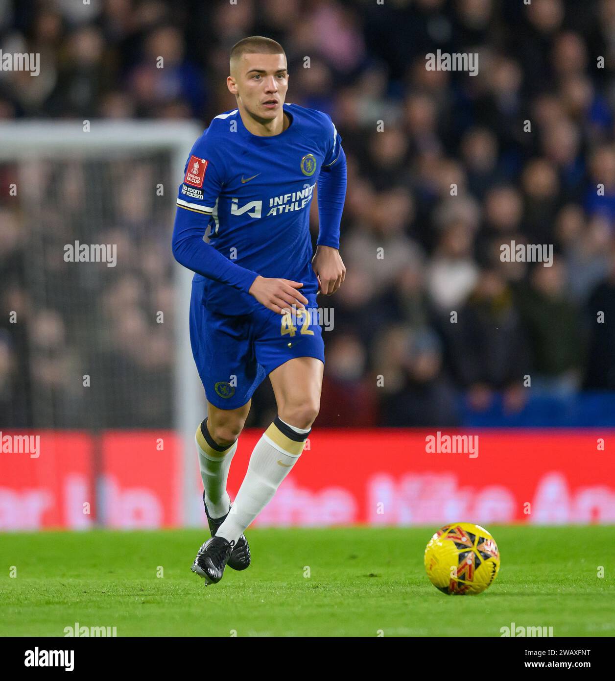 Londres, Royaume-Uni. 06 janvier 2024 - Chelsea v Preston North End - FA Cup ronde 3 - Stamford Bridge. Alfie Gilchrist de Chelsea en action. Crédit photo : Mark pain / Alamy Live News Banque D'Images