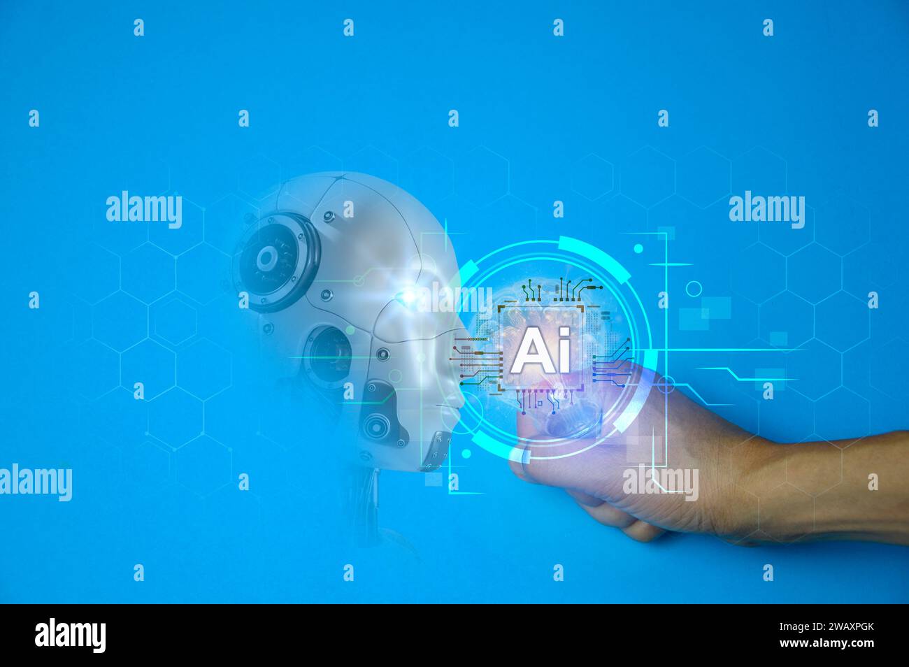 Concepts, développement de l'intelligence artificielle et auto-apprentissage de l'intelligence artificielle. Banque D'Images