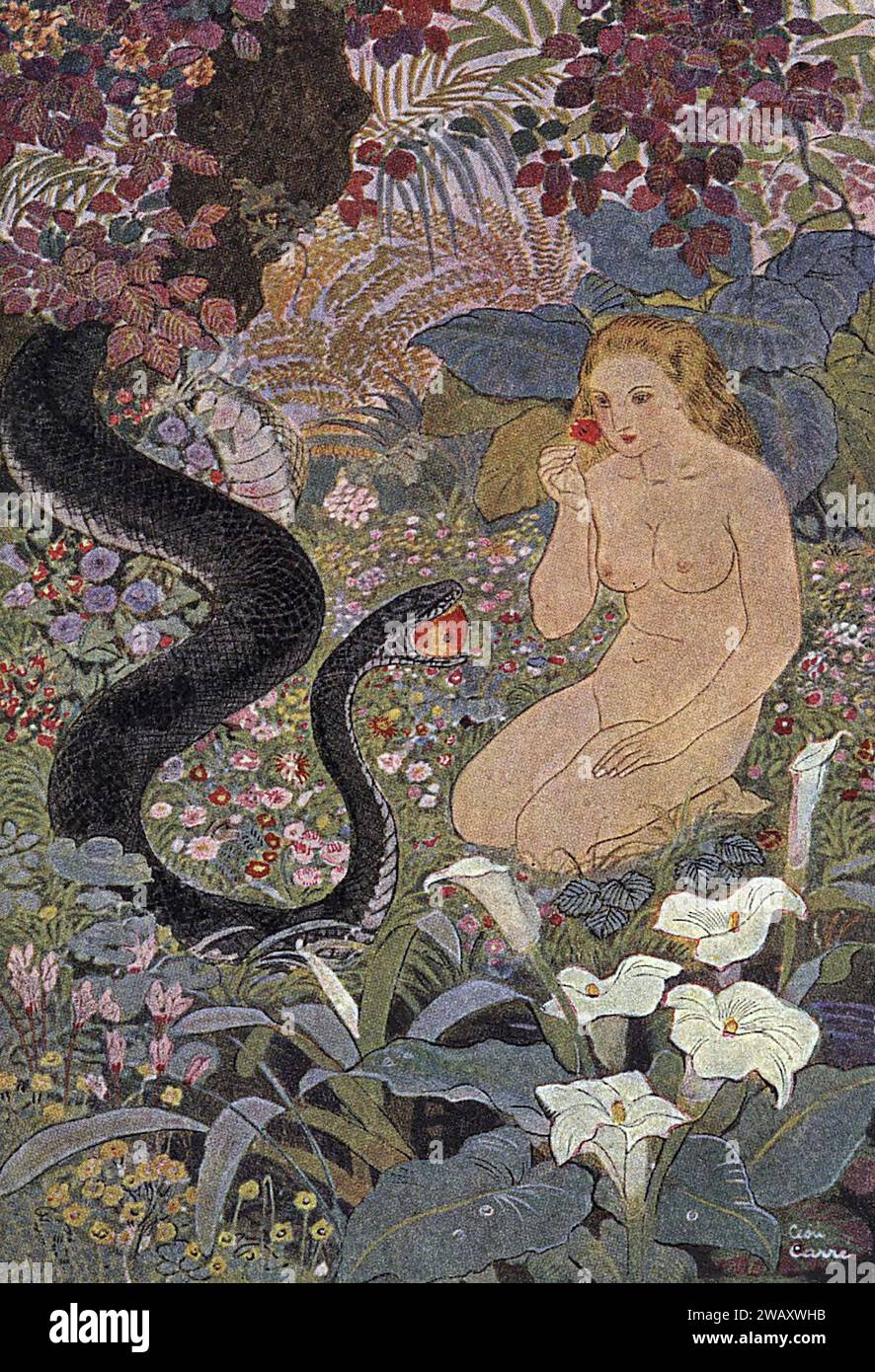 Eve tentée dans le jardin Banque D'Images