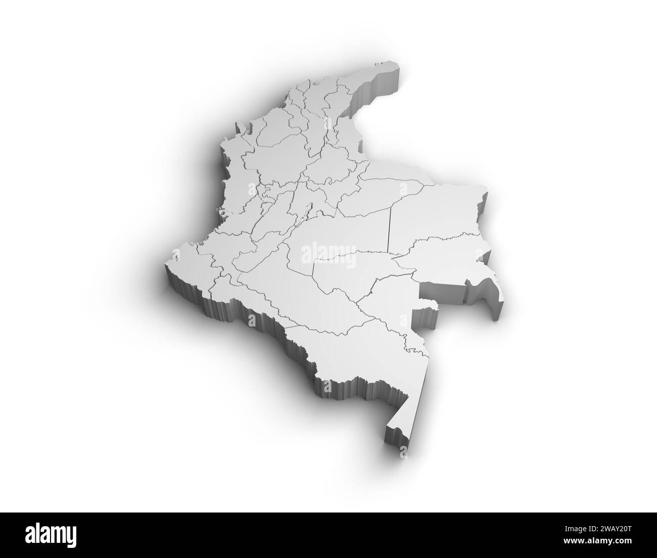 3d illustration de la carte de Colombie isolé de fond blanc Banque D'Images