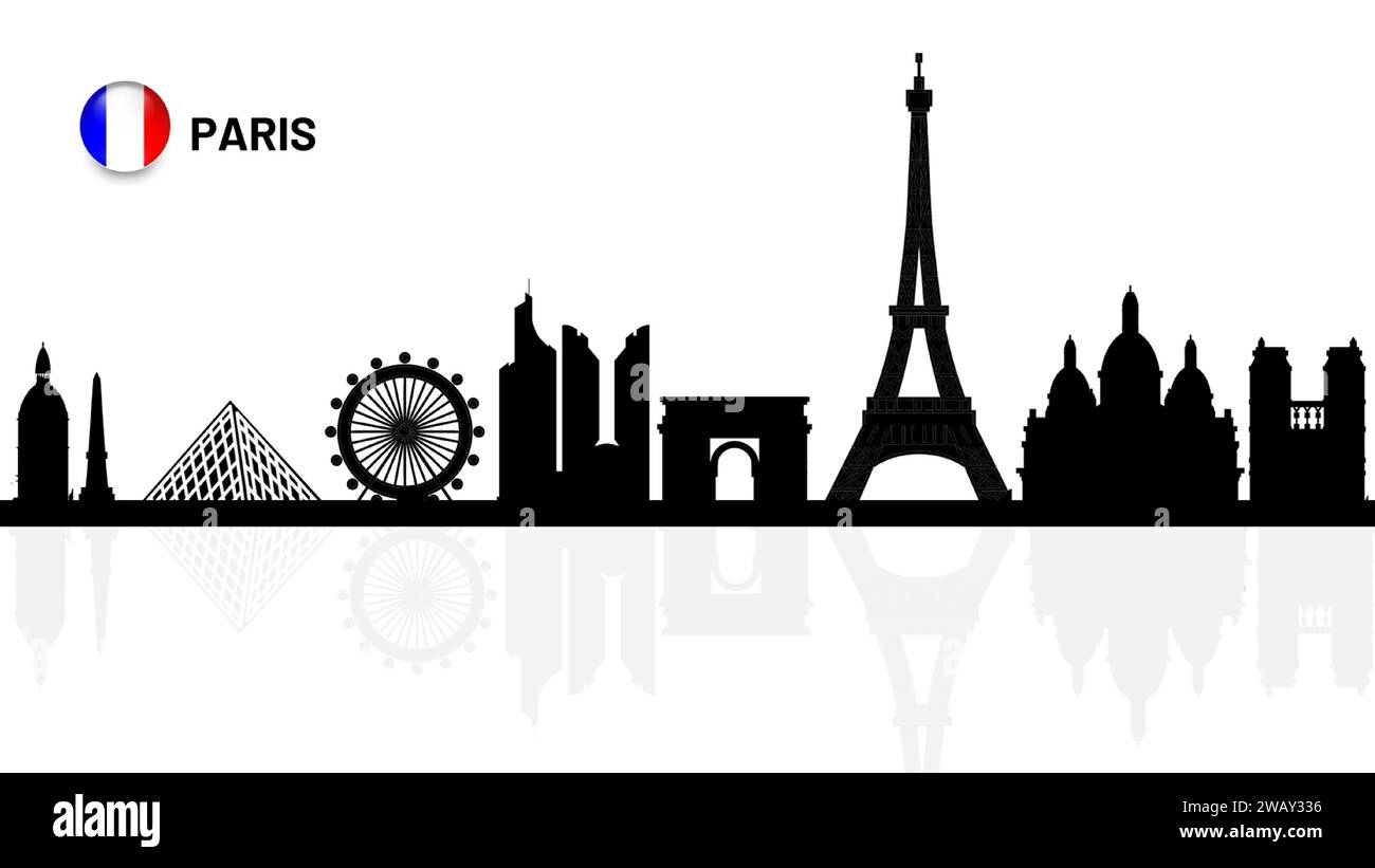 Skyline de Paris, paysage urbain de Paris, silhouette vectorielle des bâtiments de gratte-ciel de Paris. illustrateur vectoriel Illustration de Vecteur