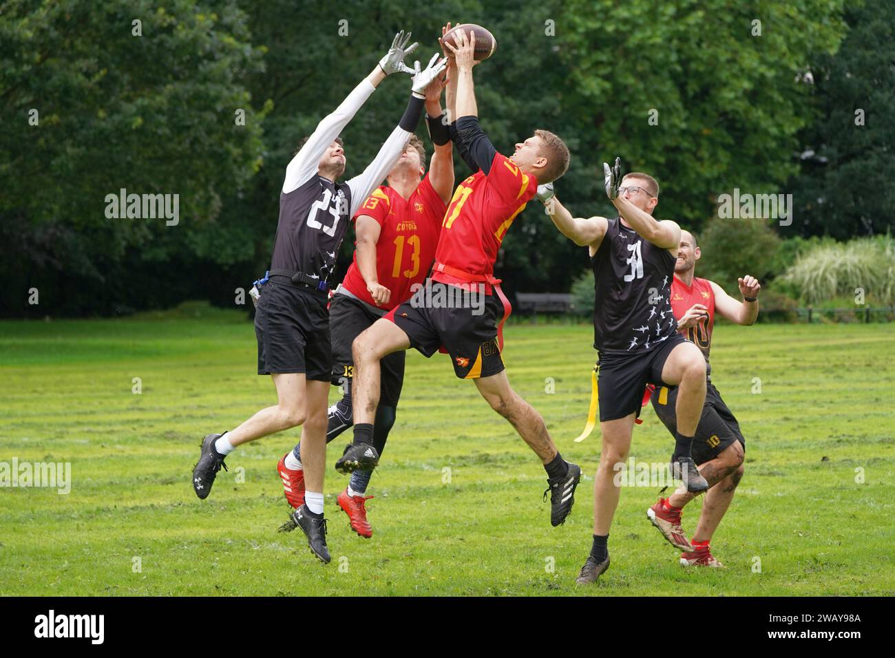 Welsh Bowl jeu de groupe - terrain 1 - Cardiff Coyotes v Swansea Hammerheads Banque D'Images