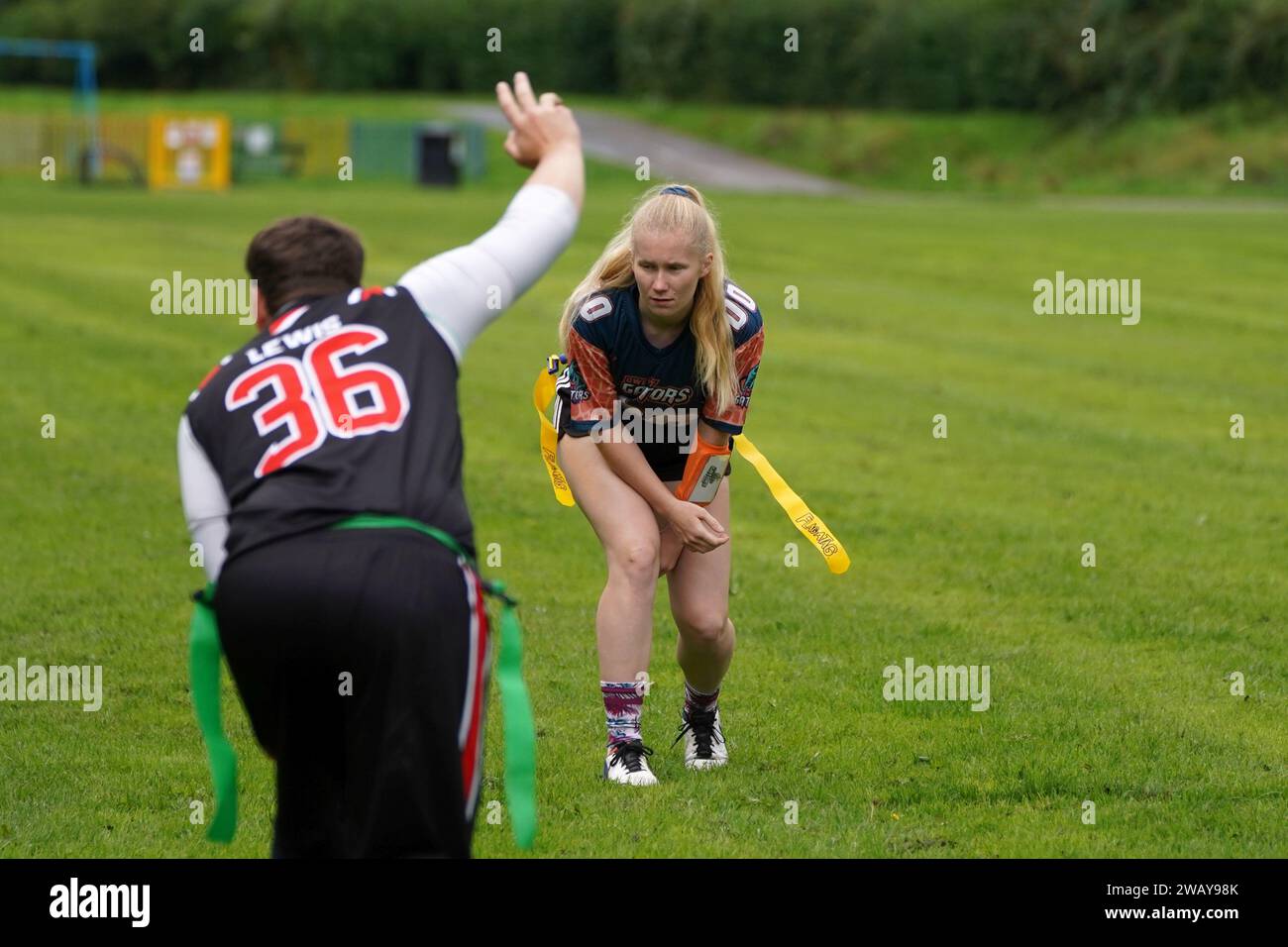 Jeu de groupe Welsh Bowl - terrain 1 - Gators v Sealand Banque D'Images
