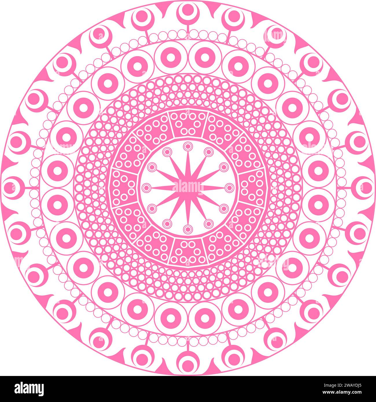 Art Mandala de conception de cercle de couleur rose. Illustration de Vecteur