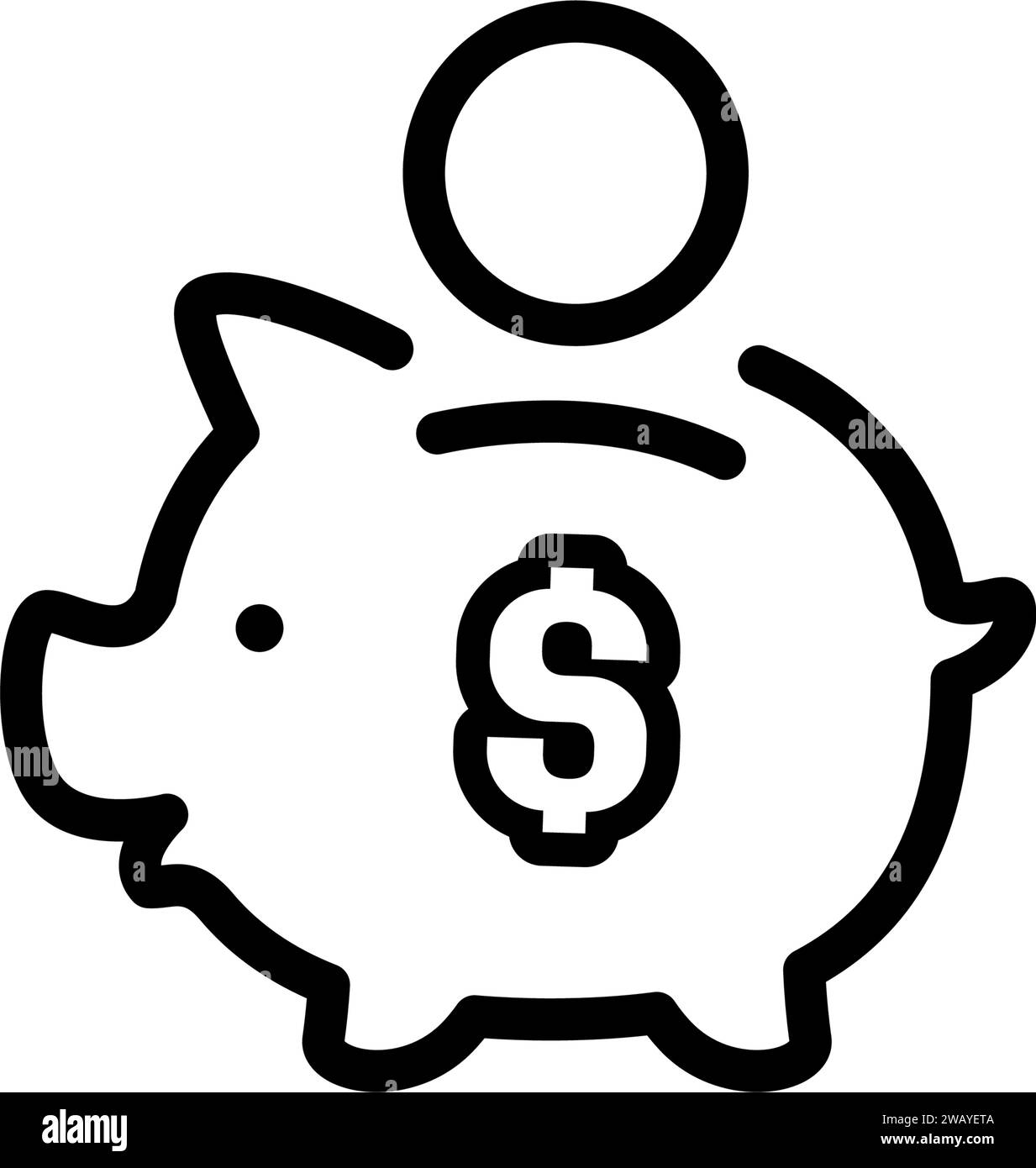 icône de tirelire avec symbole dollar de pièce, fait dans le style linéaire. Illustration de Vecteur