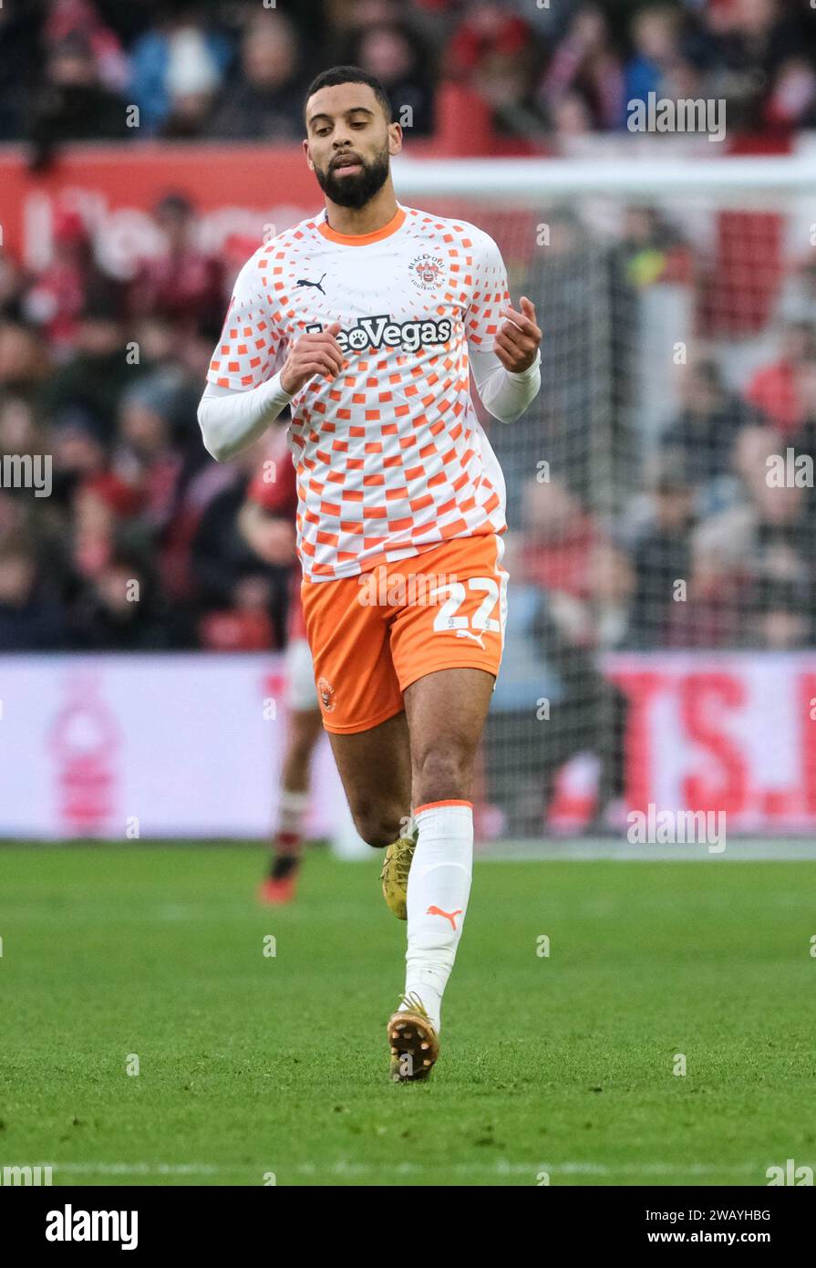 The City Ground, Nottingham, Royaume-Uni. 7 janvier 2024. FA Cup Third Round football, Nottingham Forest contre Blackpool ; CJ Hamilton de Blackpool Running back crédit : action plus Sports/Alamy Live News Banque D'Images