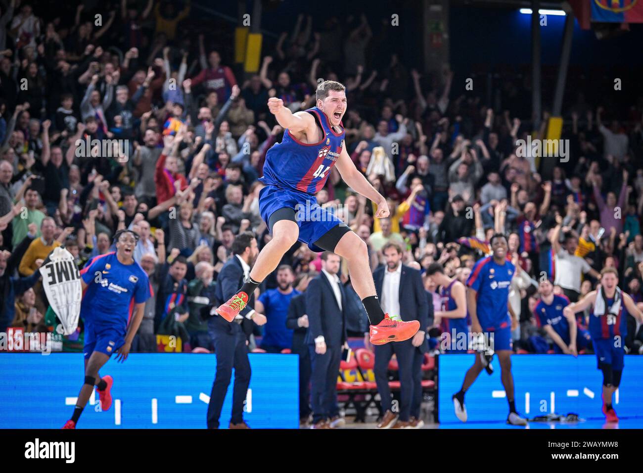 Barcelone, Espagne. 07 janvier 2024. Joel Parra (Barça basket) lors d'un match de Liga ACB entre l'Espagne : Barça et MonBus Obradorio au Palau Blaugrana à Barcelone, Espagne le 7 janvier 2024. (Photo de Felipe Mondino/Sipa USA) crédit : SIPA USA/Alamy Live News Banque D'Images