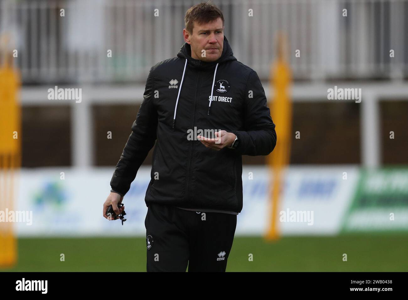 Tony Sweeney, entraîneur de l'équipe première de Hartlepool United, lors du match de la Ligue nationale de Vanarama entre Hartlepool United et Oxford City à Victoria Park, Hartlepool, le samedi 6 janvier 2024. (Photo : Mark Fletcher | MI News) crédit : MI News & Sport / Alamy Live News Banque D'Images